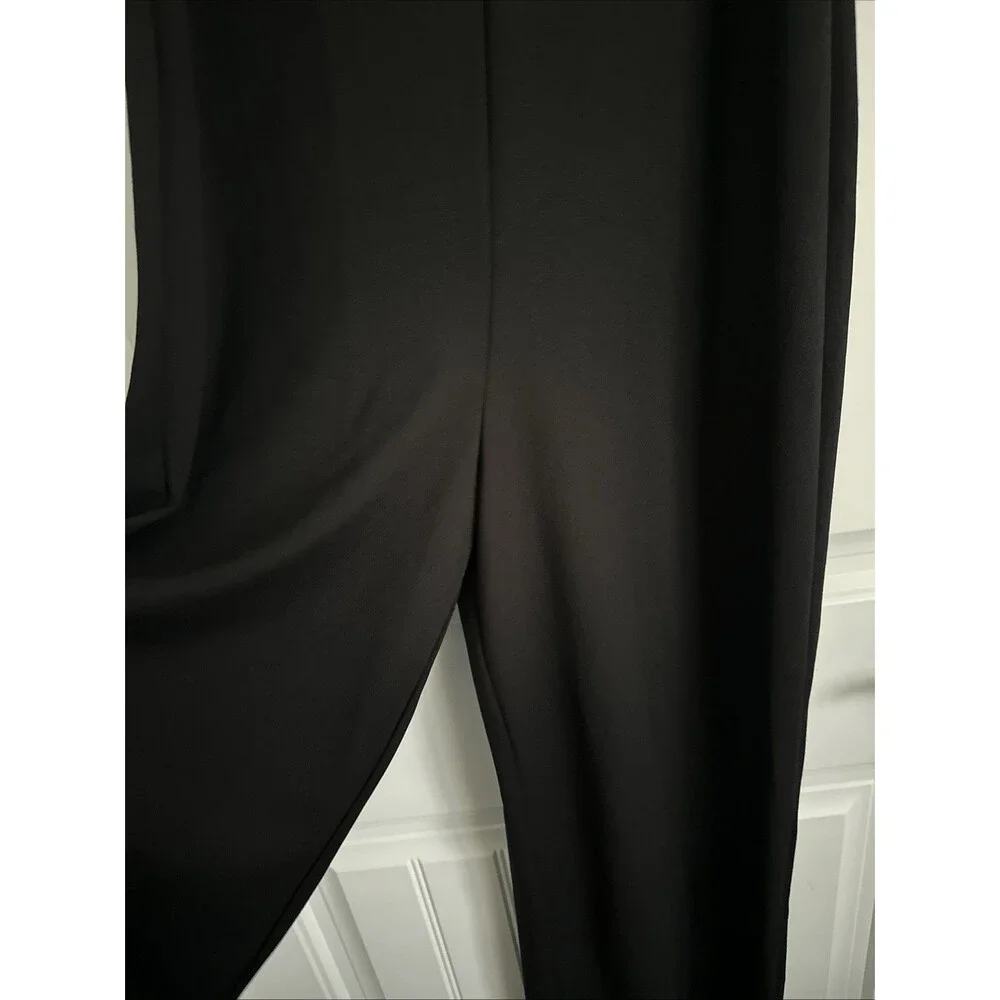 Anne Klein Women's Trendy Chic Cowlneck Wide-Leg Jumpsuit Deep Black 6 (NO BELT)